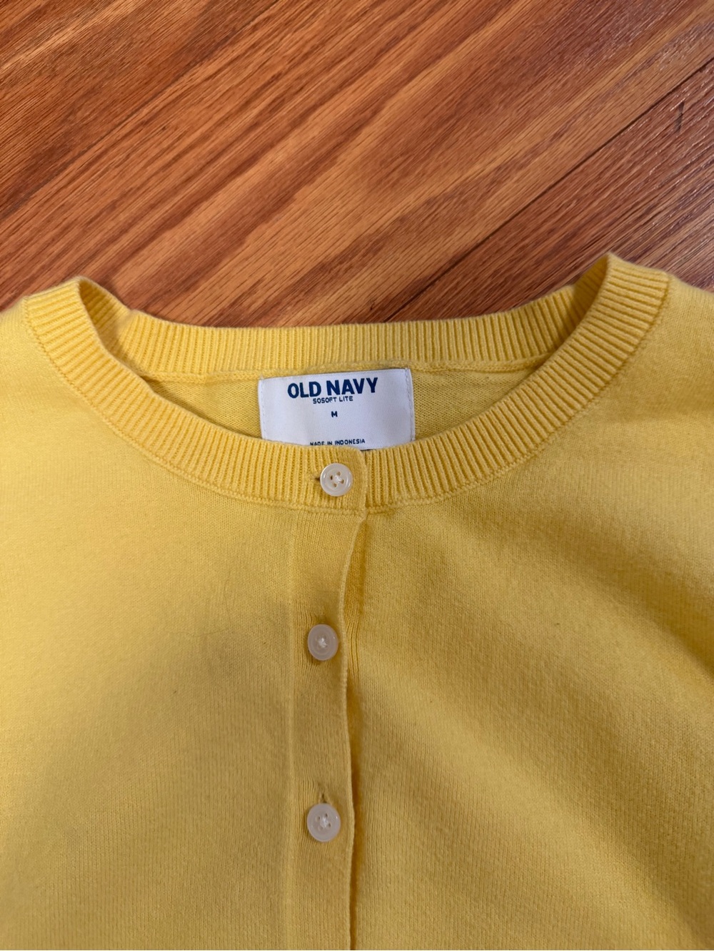Old Navy Yellow Crewneck Button-Up Cardigan - Picture 3 of 3